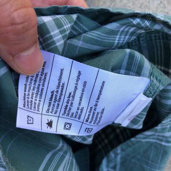 Vintage CARHARTT Button Up Shirt MEDIUM Women's Green Plaid Cotton Long Sleeve - Picture 8 of 10